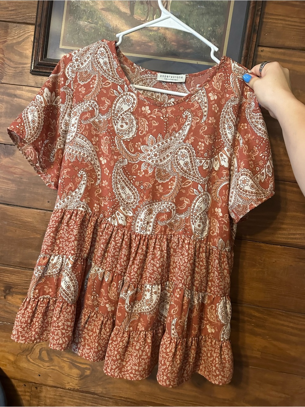 Women’s Paisley Babydoll Blouse- Size Medium